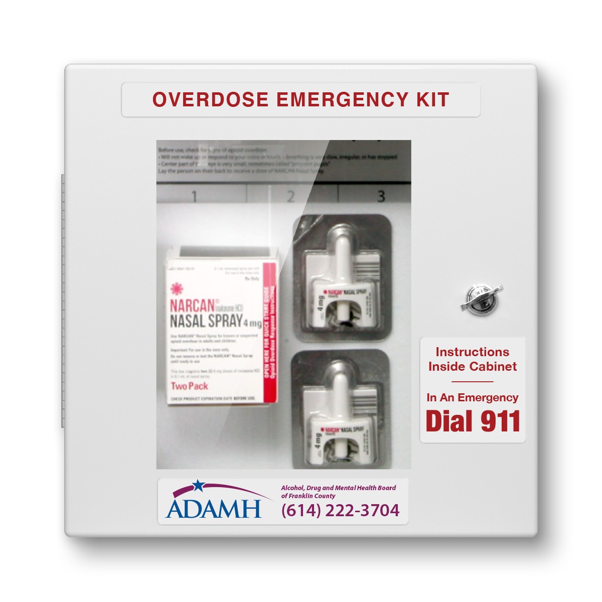 naloxone cabinet for public hallways