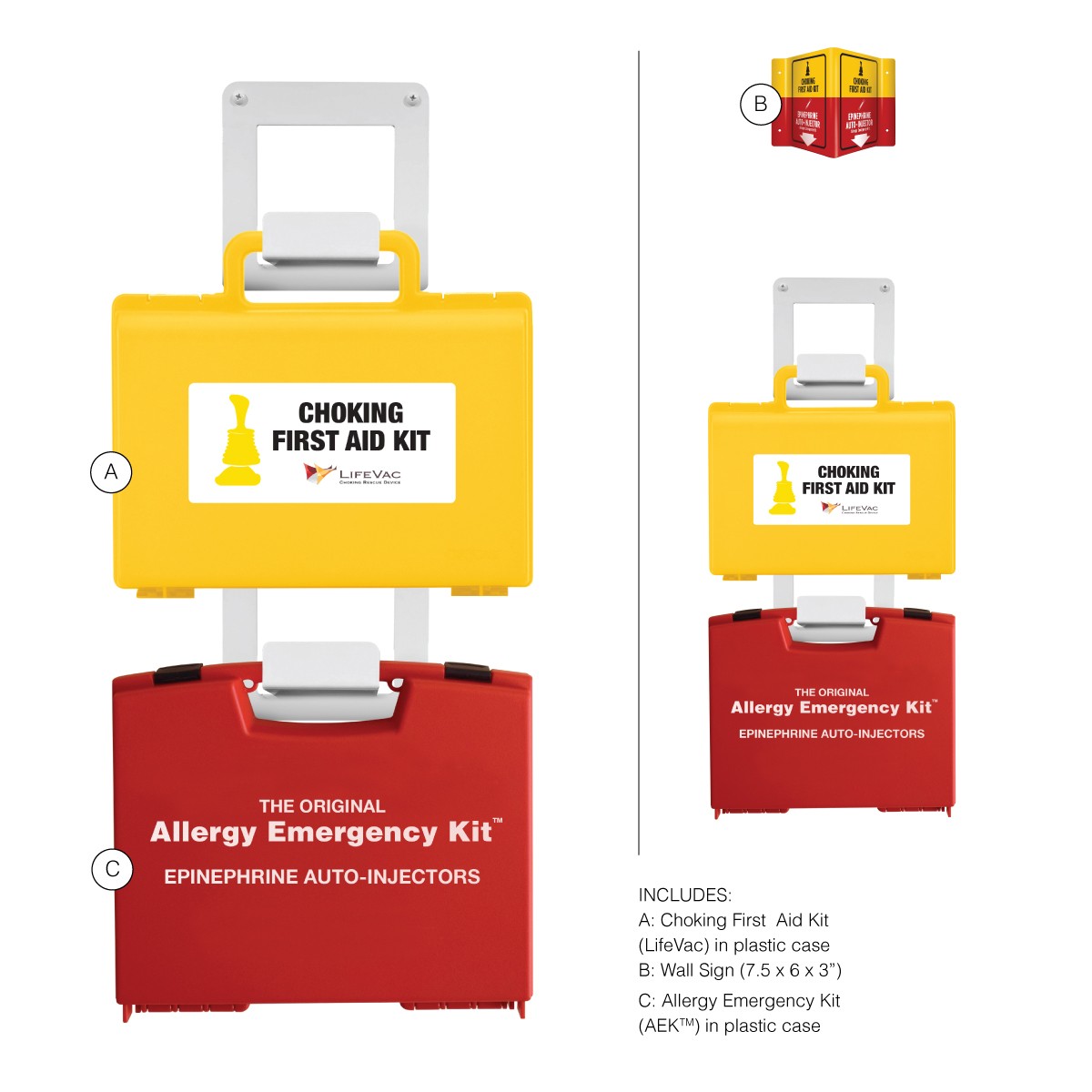 Cafeteria / Lunch Room Combo - Food Allergy & Choking Rescue Cases w/Sign - (Empty)