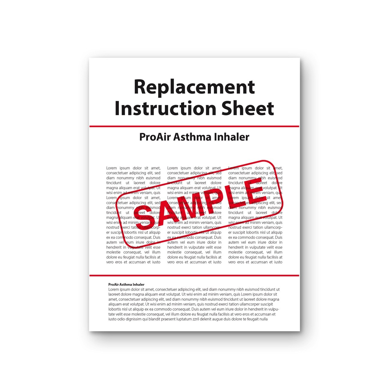 Replacement Instruction Sheet - ProAir Asthma Inhaler